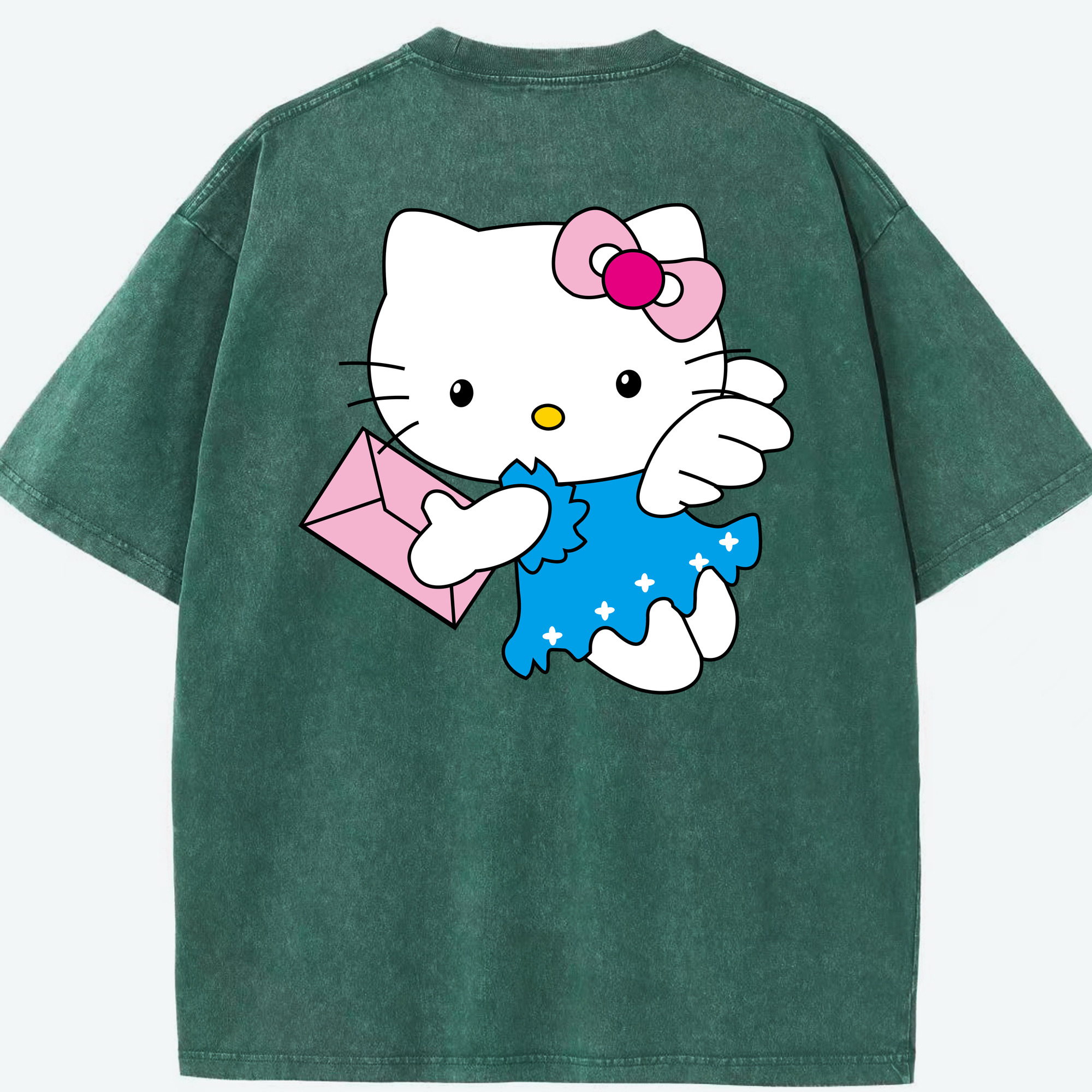 （画像用） Hello Kitty ハローキティ 綿100% ヴィンテージ風 半袖Tシャツ（背面プリント）